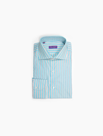 Patrick Hellmann CollectionLight Blue Shirt With Grey And White Stripes image905